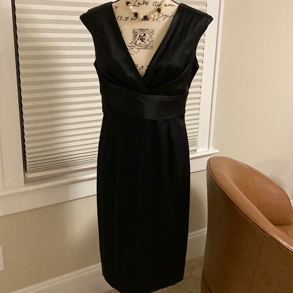 Sexy little black Donna Ricco satin cocktail dress